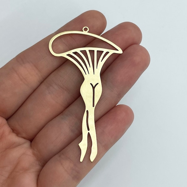 Brass Mushroom Legs Charm, Raw Brass Earring Charms, Laser Cut Jewelry Making Supplies, Gold Tone Mushroom Charm 35x65x0.80mm