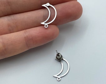 6pcs Stainless Steel Moon Studs, Crescent Moon Earrings, Surgical Steel Moon Earrings, Steel Earring Findings, Jewelry Making Supplies