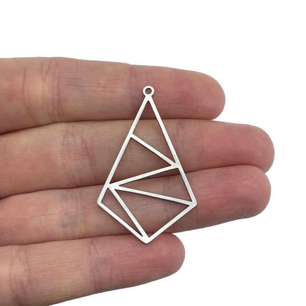 Stainless Steel Rhombus Charm, Open Bezels for Resin Blank Hollow Pendant Pressed Flower Frame Pendant for Resin Jewelry, Jewelry Supplies