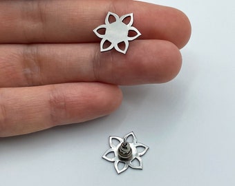 6pcs Stainless Steel Flower Earrings, Floral Stud Earrings, Flower Earring Post, Steel Stud Earrings, Steel Earrings, Jewelry Supplies