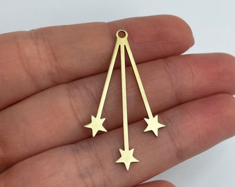 6x Raw Brass Star Earring Charms, Raw Brass Star Charm Colgante, Hallazgos de joyería de latón, Amuletos de bricolaje, Suministros de fabricación de joyas cortadas con láser