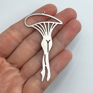 Stainless Steel Mushroom Legs Charm, Surgical Steel Earring Charms, Laser Cut Jewelry Making Supplies, Mushroom Pendant 35x65x0.80mm