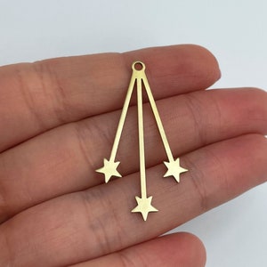 6x Raw Brass Star Earring Charms, Raw Brass Star Charm Pendant, Brass Jewelry Findings, DIY Charms, Laser Cut Jewelry Making Supplies