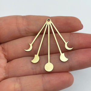 Raw Brass Moon Phases Earring Charms, Brass Moon Phase Pendant, Raw Brass Fringe Charm, Laser Cut Brass Jewelry Making Supplies