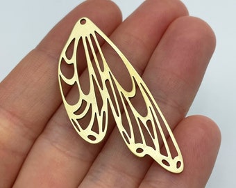 Ciondoli per orecchini ad ala in ottone, fascino per ali a farfalla in ottone grezzo, fascino per ali, fascino geometrico per ali, ciondolo ad ala, gioielli fai-da-te che fanno forniture per la produzione di gioielli
