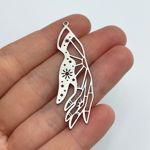 Steel Hand Charm, Hamsa Hand Charm, Hand Pendant, Celestial Hand Charm, Mystical Celestial Charms, Palmistry Hamsa Hand Earring Charm