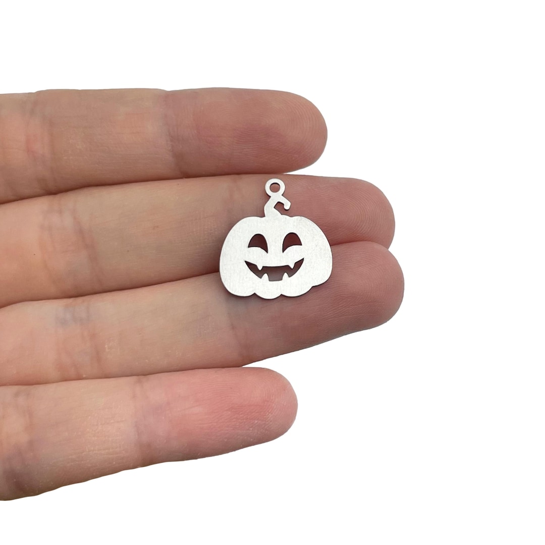 Stainless Steel Pumpkin Charm, Jack O Lantern Charm Pendant, Halloween ...