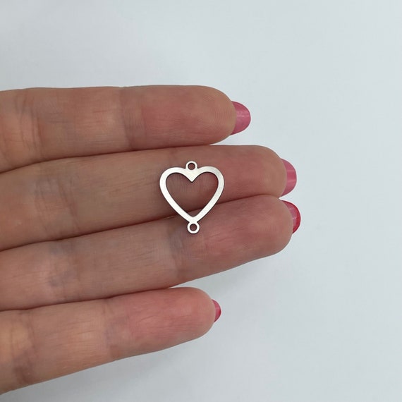 10pcs Stainless Steel Heart Connector, Steel Heart Charm Pendant, Earring Connectors, Steel Jewelry Components Laser Cut Earring Accessories