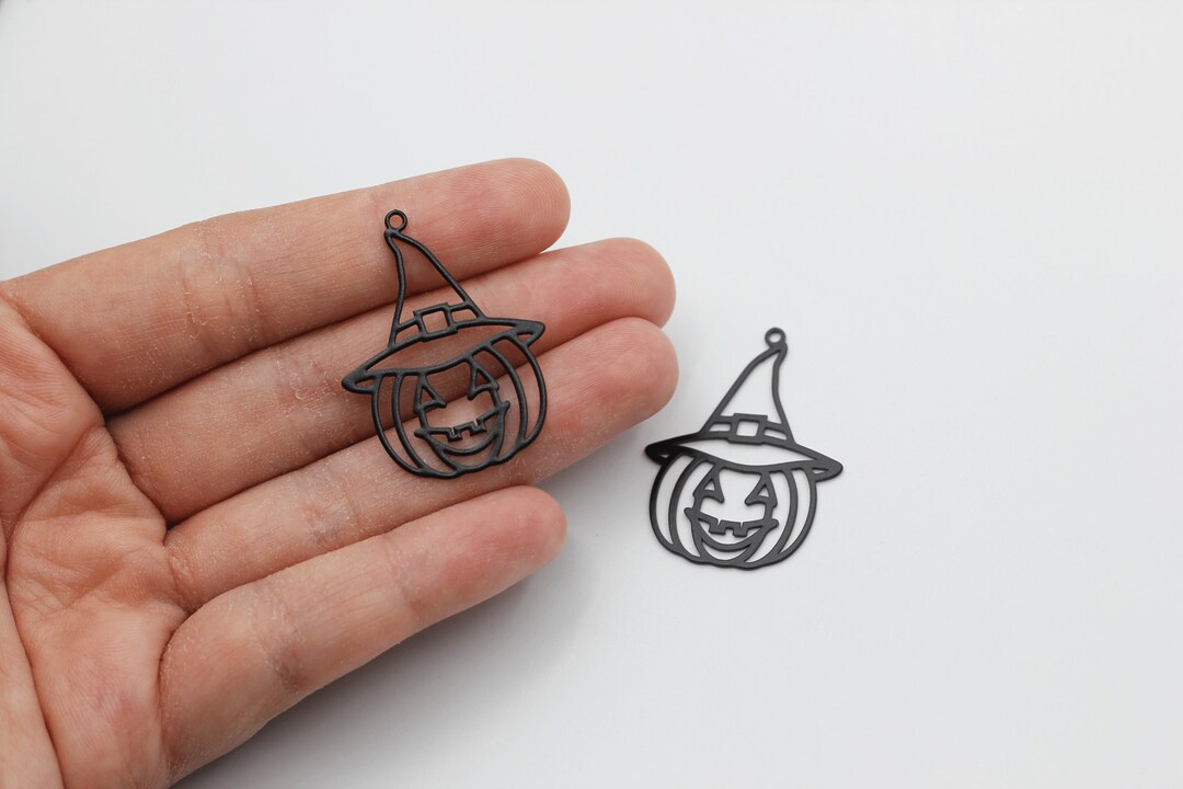 Black Plated Pumpkin Charm, Jack O Lantern Charm Pendant, Halloween ...