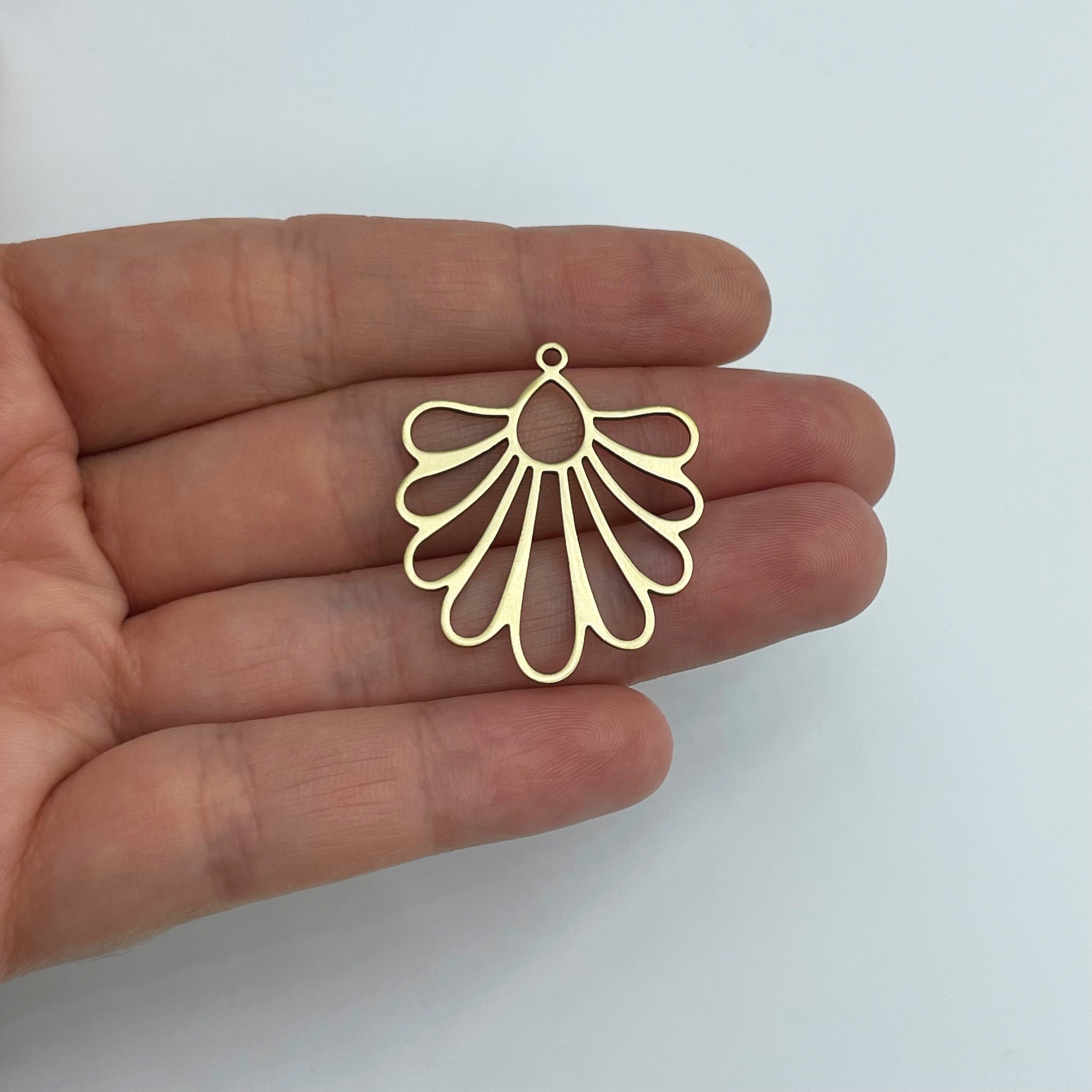 6x Brass Leaf Charm, Raw Brass Geometric Earring Charms, Brass