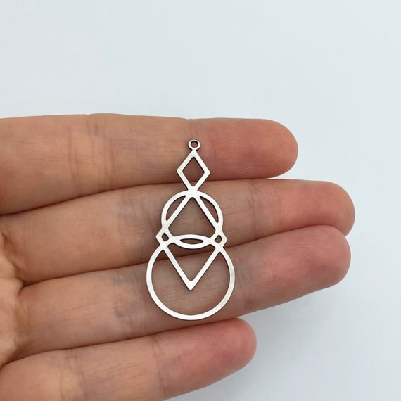 Stainless Steel Geometric Charm, Geometric Shape Triangle Square Circle Charm, Laser Cut Steel Findings, Earring Charms DIY Jewelry Supplies