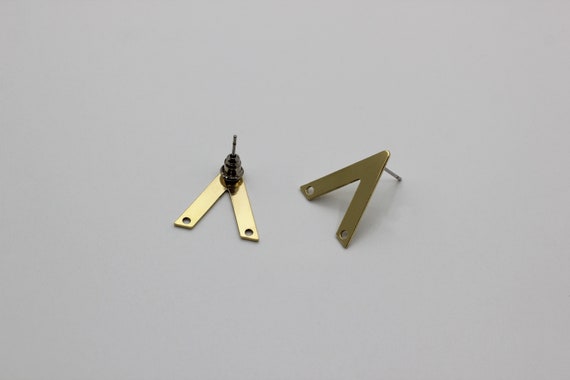 6pcs Raw Brass Stud Earrings, Brass V Shaped Stud Earring, Brass Earring Posts, Geometric Earrings, Laser Cut Jewelry Making Supplies