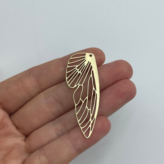 2x Brass Wing Charm, Butterfly Wing Charm, Brass Earring Components, Jewelry Supplies, Raw Brass Dragonfly Charm, Laser Cut Earring Charms