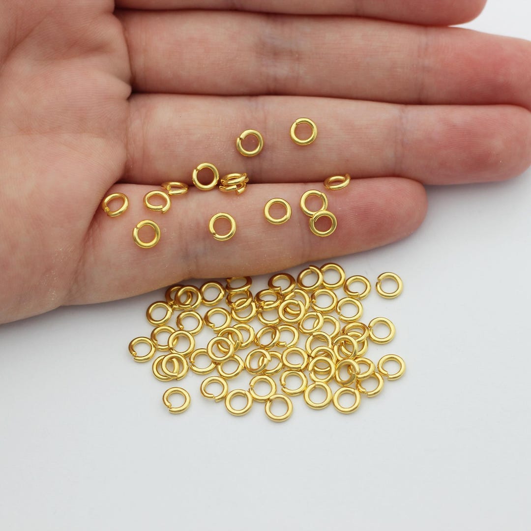 50pcs 24K Gold Plated 5mm Jump Rings, 1mm Thick Open Connector Loops ...