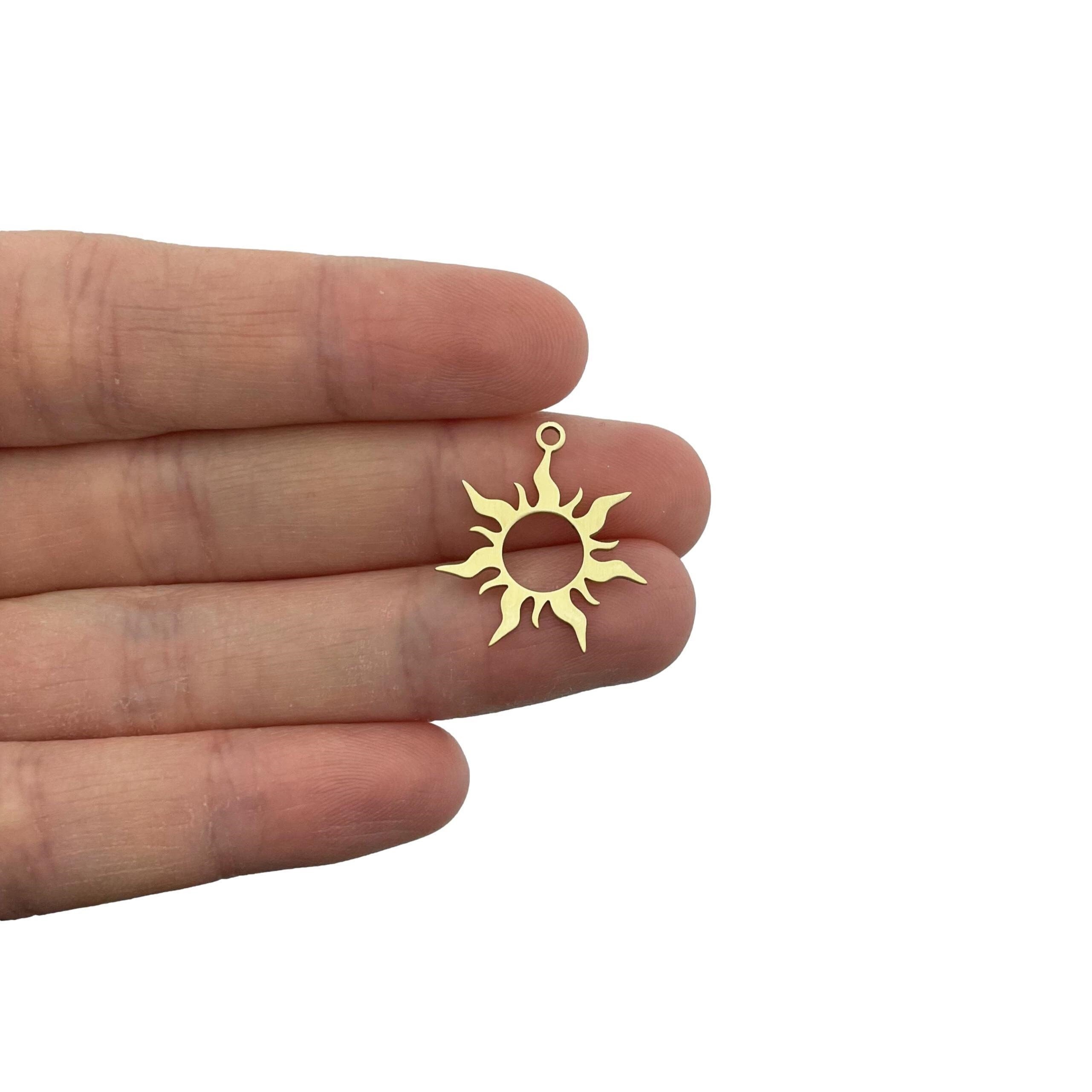 Raw Brass Sun Charm, Sun Pendant, Celestial Charms, Sunburst Earring Charm, Laser Cut Findings, Brass Jewelry Making Supplies Findings