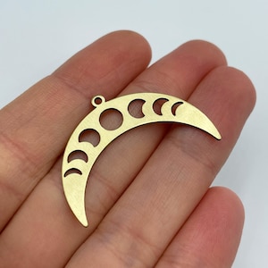 Raw Brass Crescent Charm, Brass Moon Phases Charm, Lunar Phase Arch Charm, Brass Half Moon Charm, Earring Findings, Jewelry Supplies
