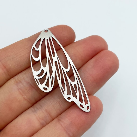 Stainless Steel Wing Charms, Geometric Wing Charm, Wing Pendant, Butterfly Wing Charm, Wing Charm, Laser Cut Charms, DIY Jewelry Supplies