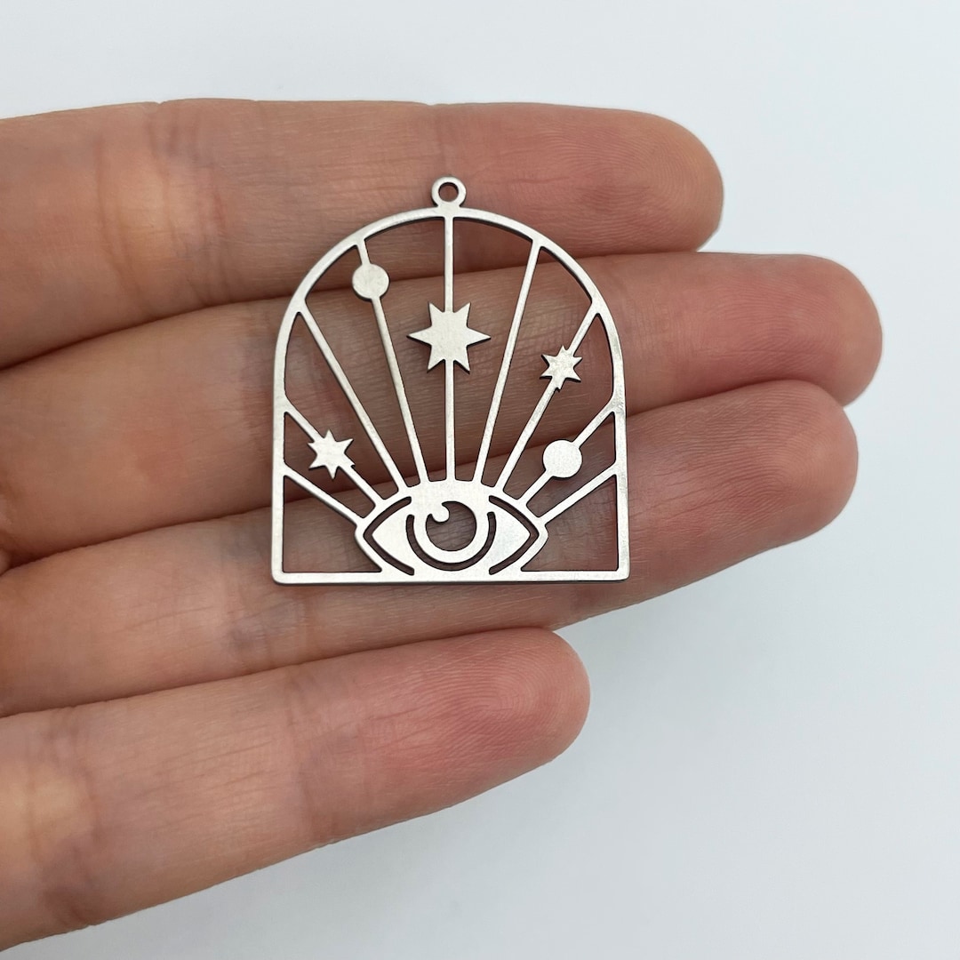 Stainless Steel Domed Eye Charm, Steel Earring Charms, Steel Eye Charms