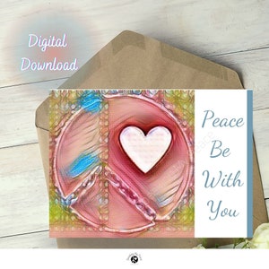 Biglietto stampabile 5x7 - La pace sia con te - Download istantaneo - Interno vuoto