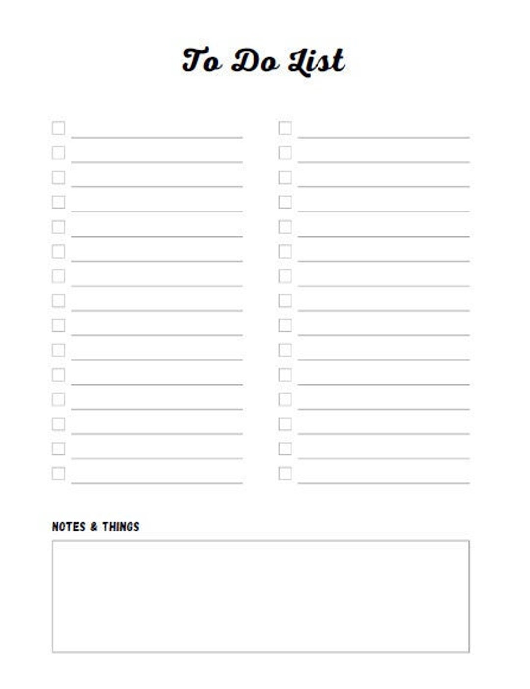 Basic to Do List - Etsy