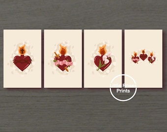 PAQUETE - Corazones de la Sagrada Familia (Descarga en PDF) - Diseños católicos ilustrados - Para carteles, tarjetas, diarios y productos impresos.