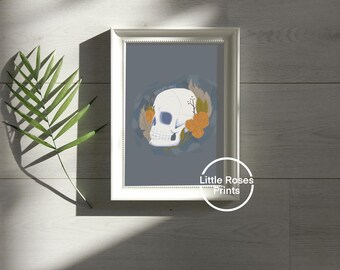 Descarga digital en formato PDF de calavera rosa Memento Mori - Diseños católicos ilustrados - Para carteles, tarjetas, diarios, productos impresos, regalos