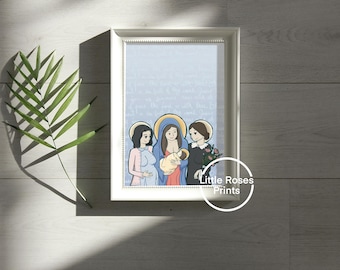 Retrato de la Santa Madre Descarga digital en formato PDF - Diseños católicos ilustrados - Para carteles, tarjetas, diarios, productos impresos - María, Zelie, Gianna