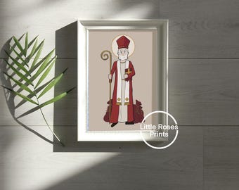 San Nicolás Descarga digital en PDF - Diseños católicos ilustrados - Para carteles, tarjetas, revistas, productos impresos, regalos