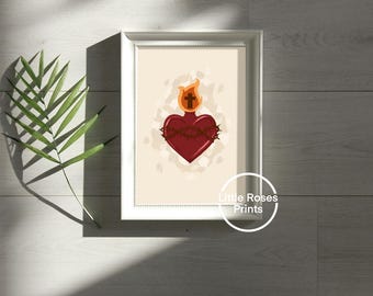 Sagrado Corazón de Jesús Descarga digital en formato PDF - Diseños católicos ilustrados - Para carteles, tarjetas, revistas, productos impresos
