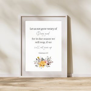Fall Bible Verse Scripture Print Let Us Not Grow Weary Christian Poster Decor Christian Wall Art Quote Galatians 6:9 Poster INSTANT DOWNLOAD