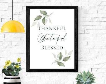 Thanksgiving Scripture Print Christian Thanksgiving Decor Fall Christian Wall Art THANKFUL GRATEFUL BLESSED Thanksgiving Digital Decor !