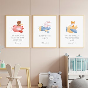 Nursery Bible Verse Print Set: Christian Cars Wall Art (Digital Download)