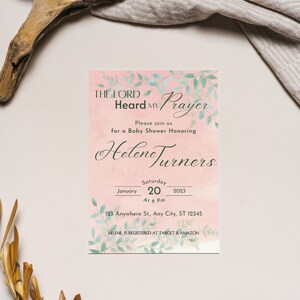 Baby Shower Invitation, Editable Pink Baby Shower Invitation, Christian Baby Shower Invitation, Printable Digital Download