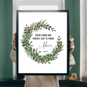 James 1:17 Perfect Gift Is From Above Christmas Bible Verse Printable Art Christmas Scripture Wall Art Holiday Christian Decor Bible Verse !