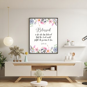 Luke 1:45 Blessed is She Bible Verse Wall Art Printable Art Gifts for ...