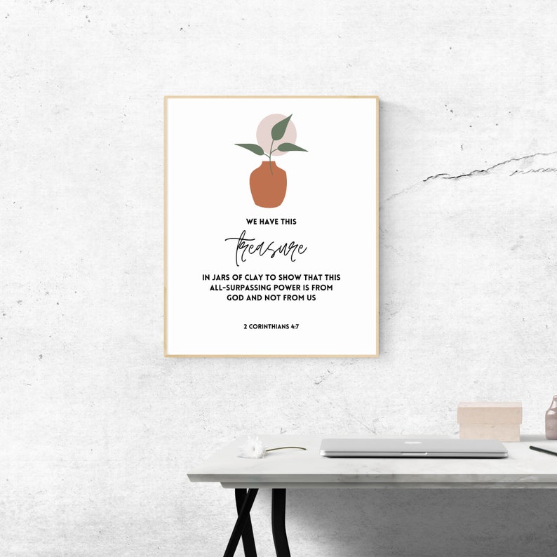 2 Corinthians 4:7 Treasure Bible Verse Scripture Minimalist Prints ...