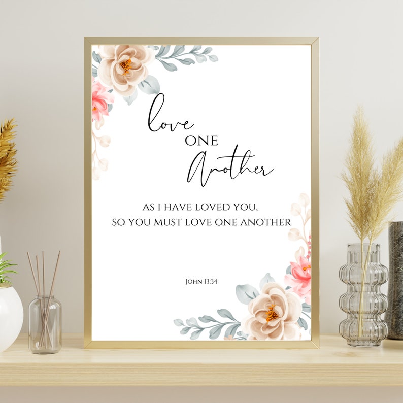 John 13:34 Love One Another Bible Verse Print Wedding Christian Wall ...