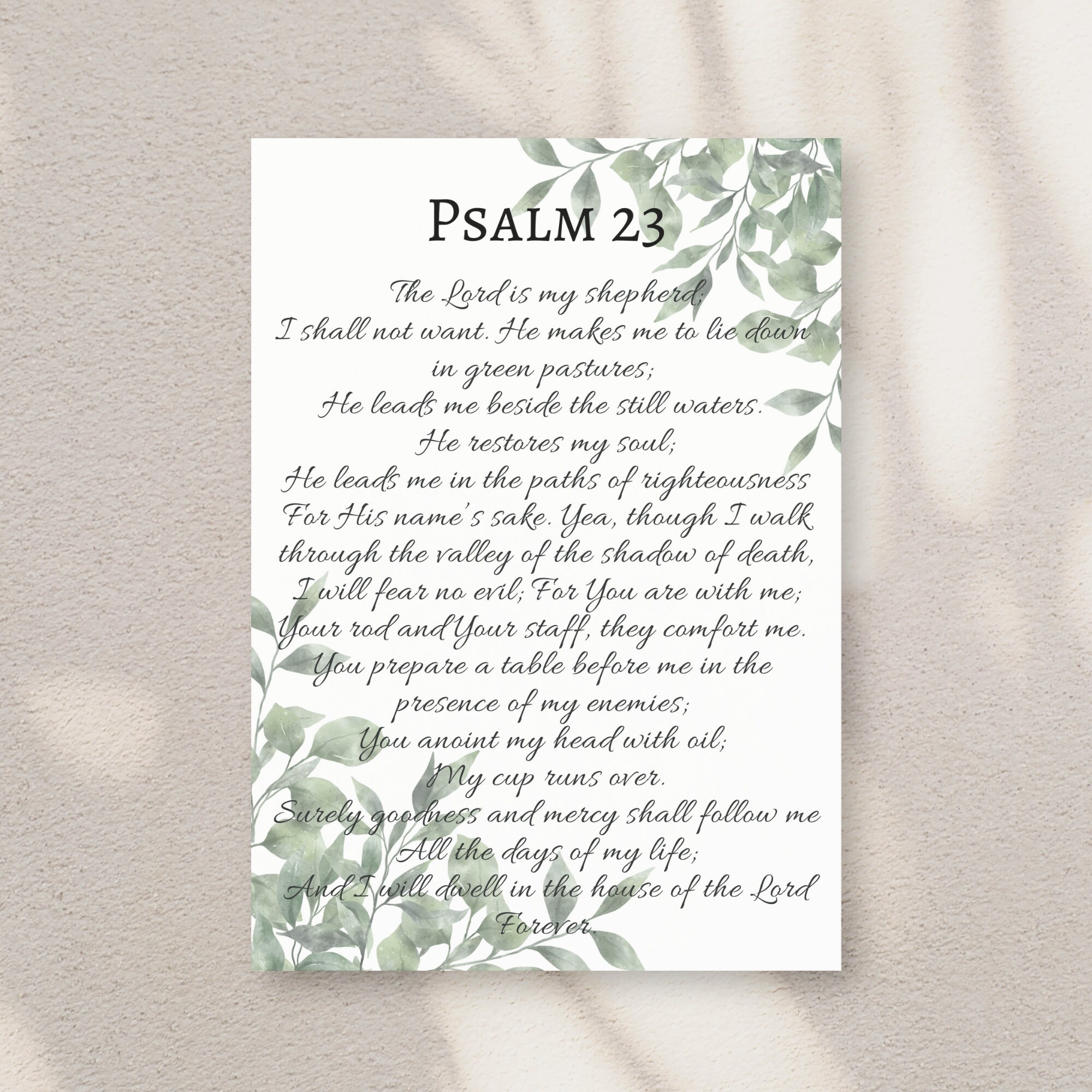PSALM 23 Bible Verse Typography Art Christian Wall Art Printable Modern ...