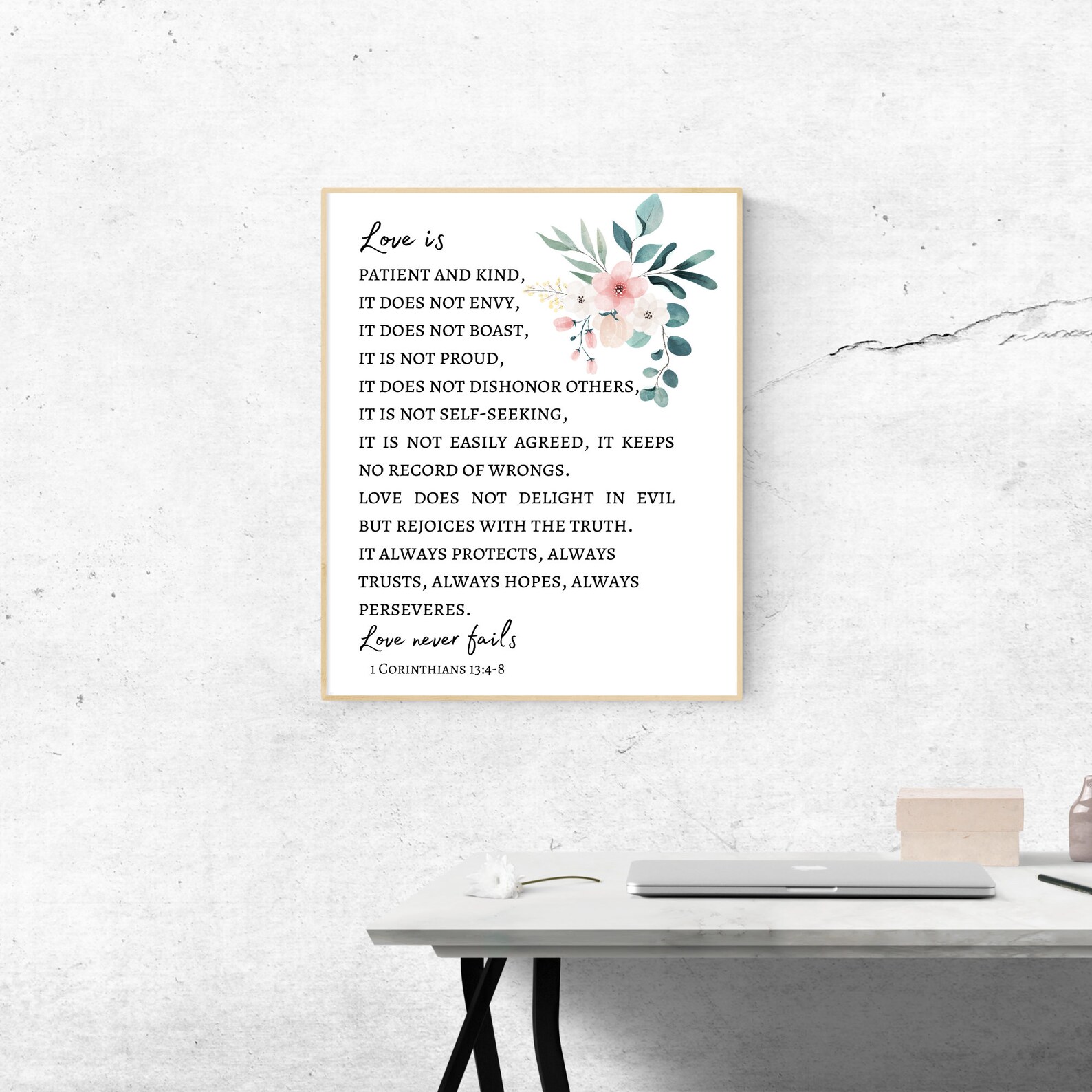 1 Corinthians 13:4-8 Floral Love Bible Verse Wall Art (digital Download ...