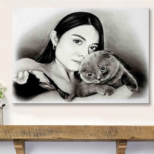 Custom Portrait Real Handmade Charcoal, Sketch From Photo, Custom Pencil Drawing, A4 Roll or Canvas Wall Art