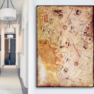 Ottomane Admiral Piri Reis Erste Weltkarte aus dem Jahr 1513 Leinwand Wandkunst