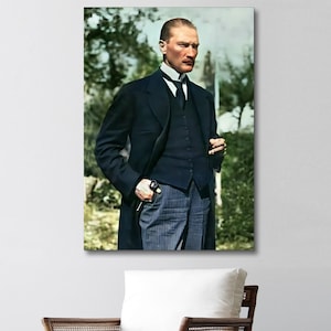 Founder Of Republic of Turkiye Mustafa Kemal Ataturk with a Suit Canvas Wall Art