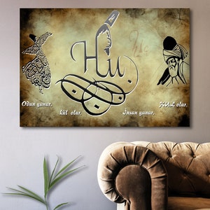 Mevlana, Mawlawi, Whirling Dervish, Sufi, Mevlevi, Nothingness Theme Canvas Wall Art
