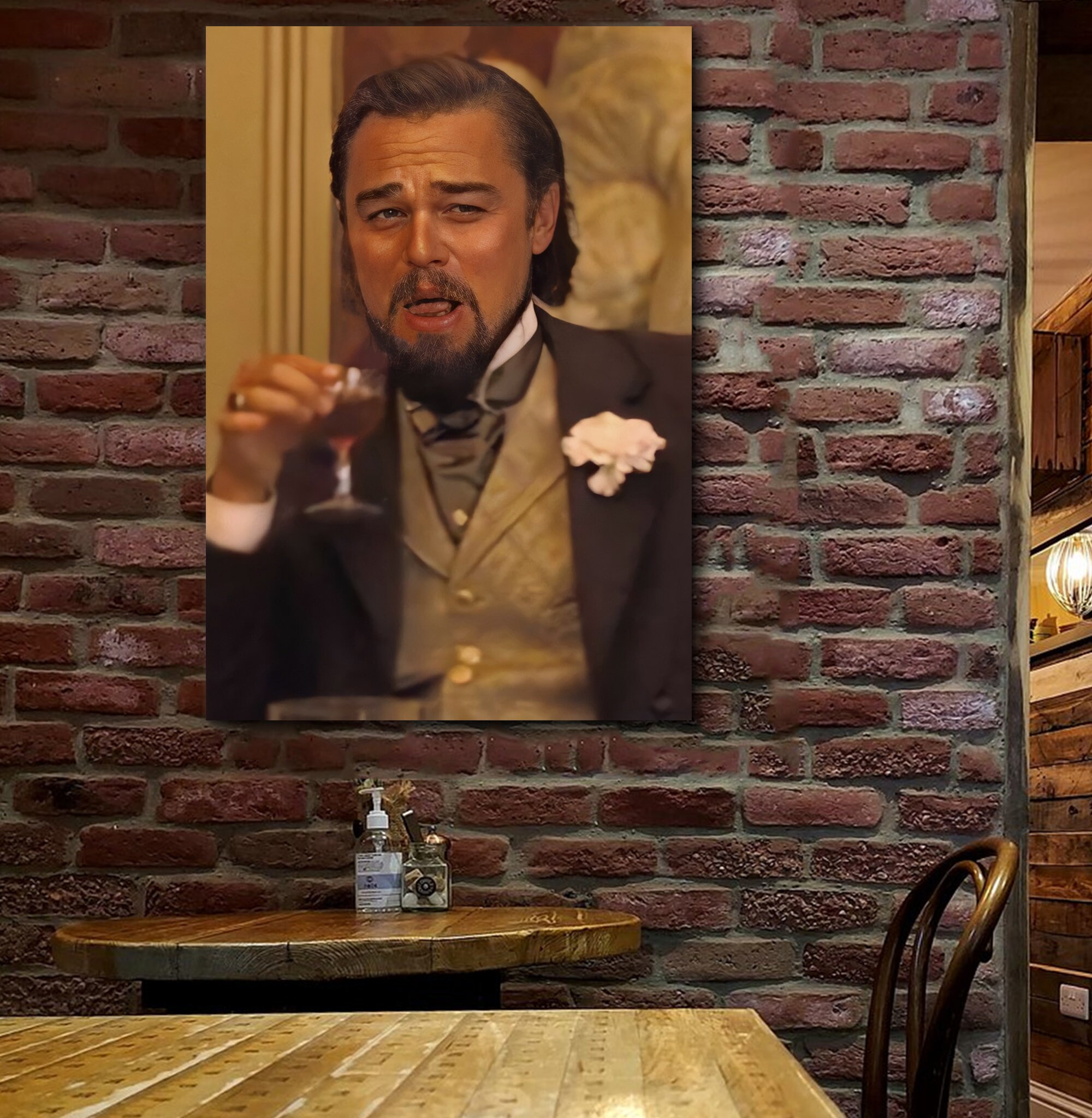 Leonardo Dicaprio Meme Laughing Image From Django Unchained Canvas Wall ...