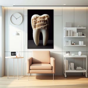 Roma City Inside Tooth Abstract Dentist Art, Teeth, Tooth,Dentistry,Dental Canvas Wall  Art, Tooth Canvas ART, Special Design Tooth Art