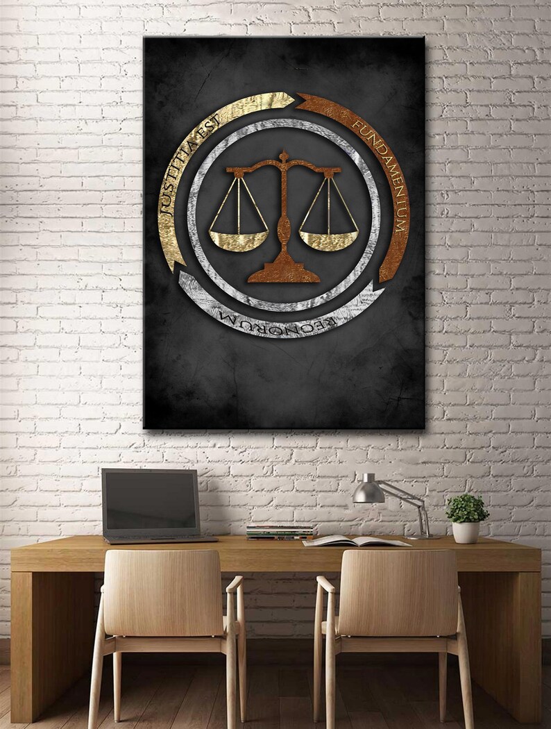 Justitia Est Fundamentum Regnorum Canvas Wall Art, Judge, Lawyer ...