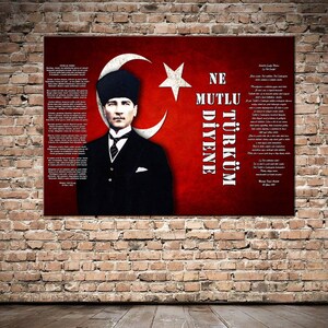 Atatürk,Ay Yıldız,İstiklal Marşı, Gençliğe Hitabe Canvas Wall Art, Atatürk, Çanakkale, Mustafa Kemal Paşa, Türkiye Canvas Wall Art