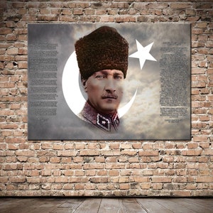 İstiklal Marşı, Gençliğe Hitabe Canvas Wall Art, Atatürk, Çanakkale, Mustafa Kemal Paşa, Türkiye Canvas Wall Art