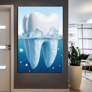 Ice With Tooth Canvas Art, ICEBERG Tooth Abstract Dentist Art, Teeth, Tooth, Dentistry, Dental Canvas Wall ART, Ice Tooth  Canvas Wall ART