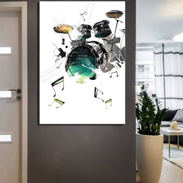 Abstarct Drum Canvas Wall Art, Batteur, Musique abstraite Toile Wall Art, Orchestre, Instruments de jeu, Musique, Musicien Canvas Wall Art